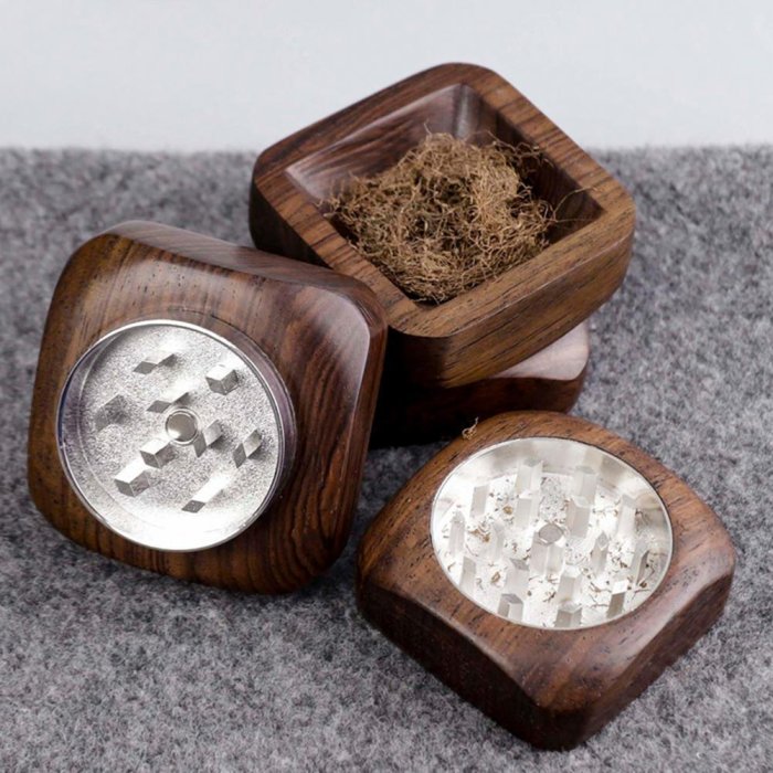 Wood Cut 2-Piece Herb Grinder Wholesale