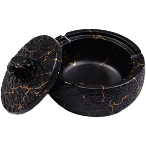 Black Marble Ashtray With Gold Accents Wholesale